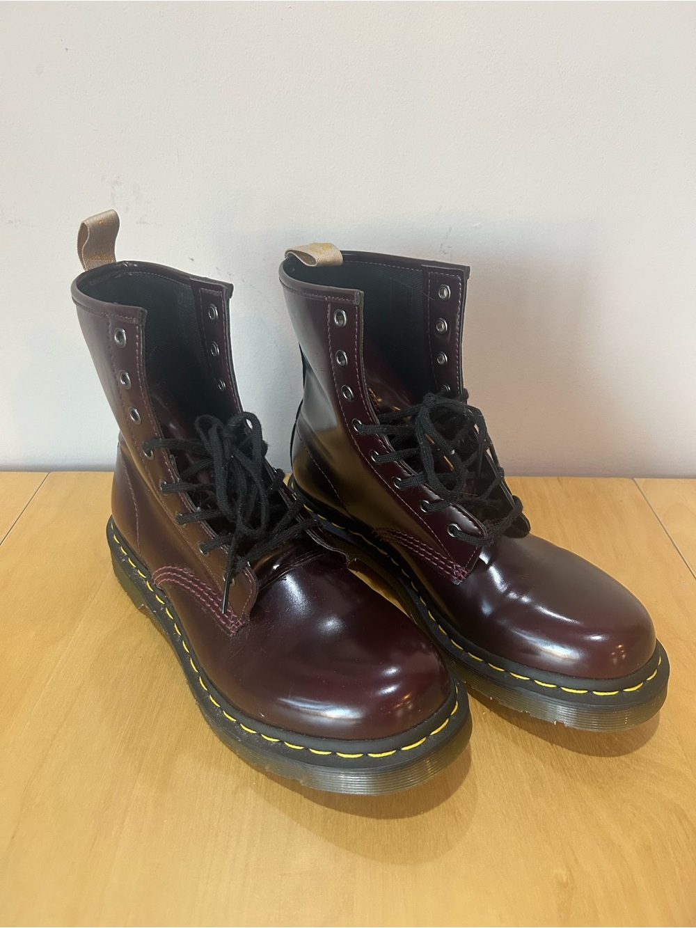 Dr. Martens Cherry Red Lace-Up Vegan Boot, Sz 10 NWT
